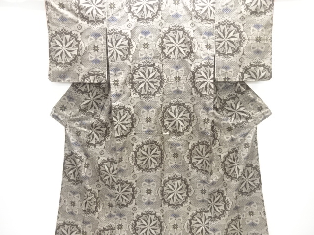 JAPANESE KIMONO / ANTIQUE TAISHO ROMANTIC: DORO OSHIMA TSUMUGI KIMONO 